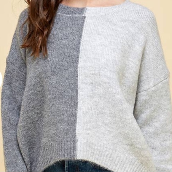 Pinch Split Colorblock Sweater in Grey Multi Sz Small Academia - Picture 6 of 13
